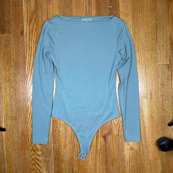 Blue green Abercrombie & Fitch boatneck bodysuit - Picture 1 of 4